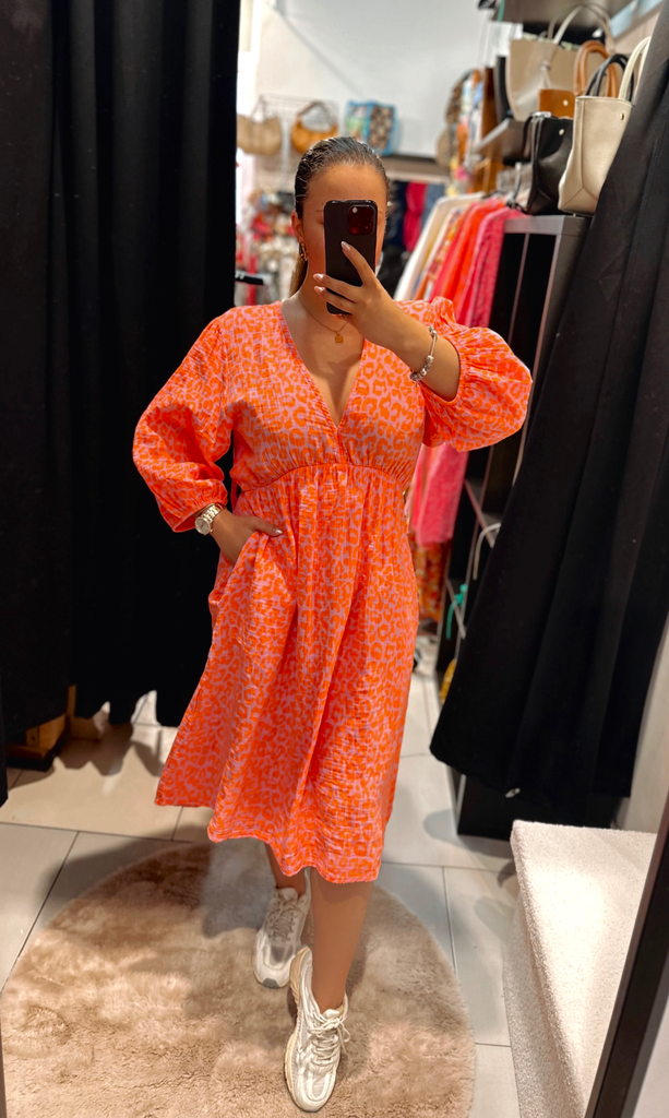 Robe léopard orange 