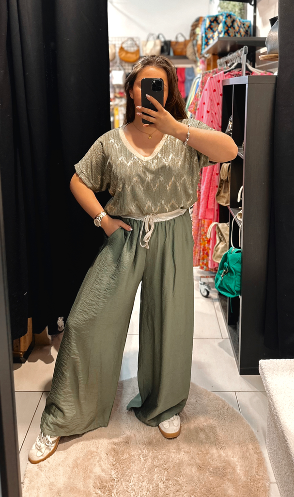Pantalon fluide kaki