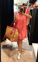 Robe à rayures orange et rose