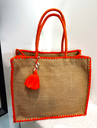 Sac cabas en raphia orange