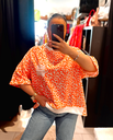 Pull manches courtes léopard orange