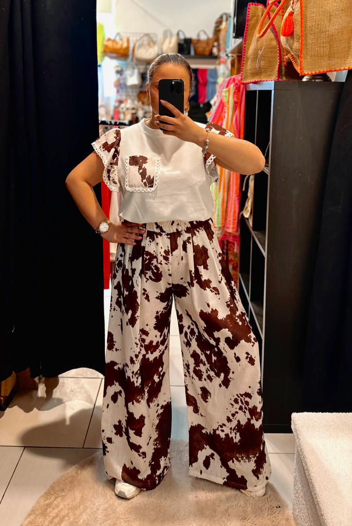 Pantalon imprimé vache