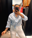 Chemise à ligne bleu et blanc 