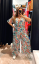 Combi-pantalon verte et rose
