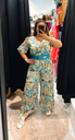 Combi-pantalon turquoise et jaune