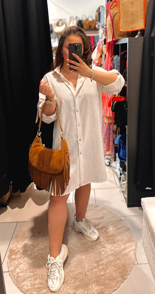 Robe chemise beige