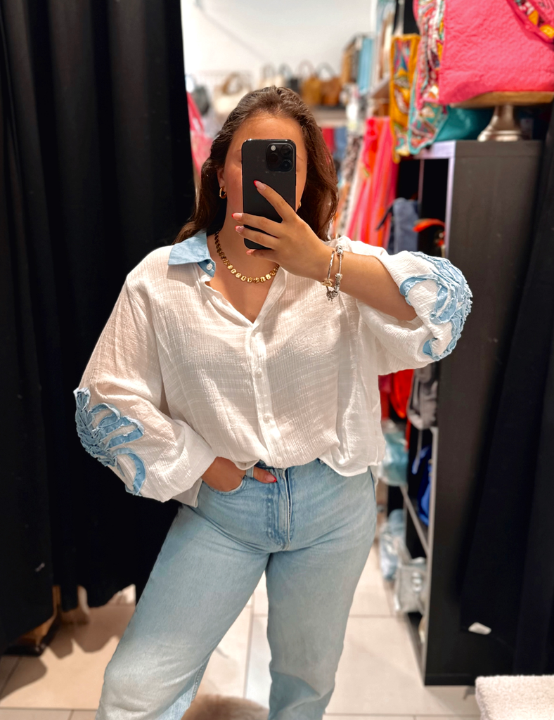 Chemise à relief en denim