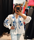 Chemise brodée bleue marine 