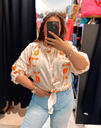 Chemise style lin orange 
