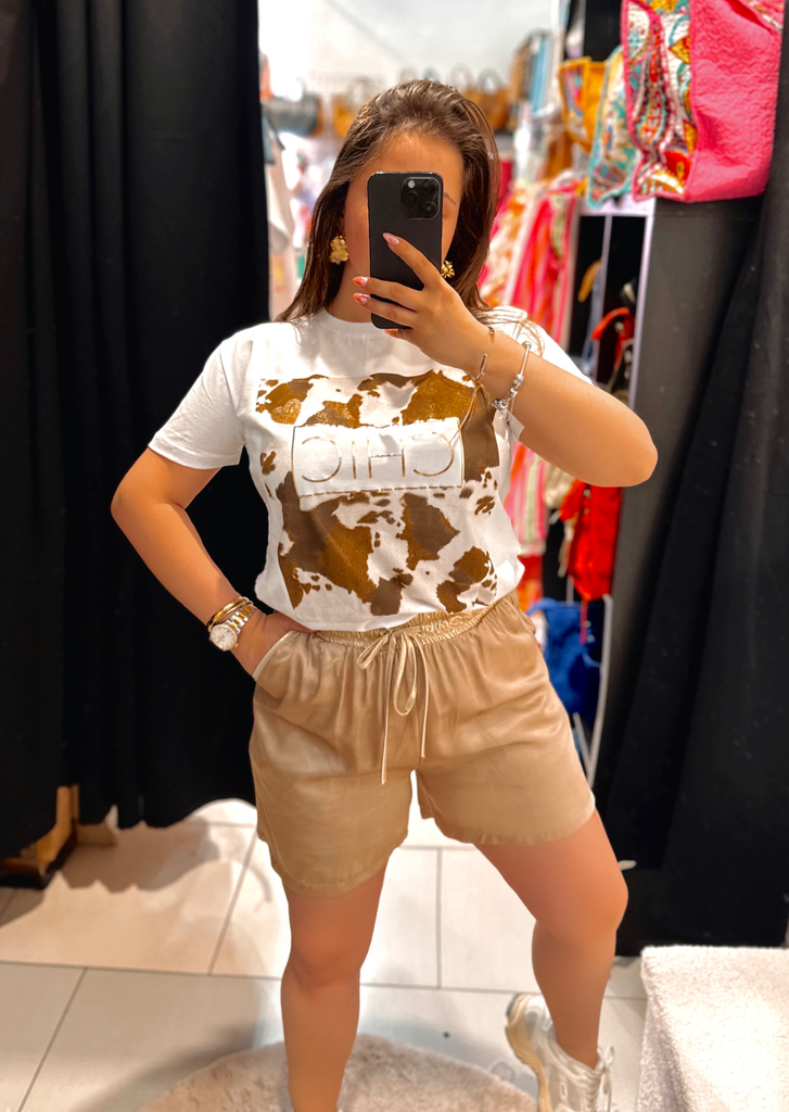 Short beige en satin 