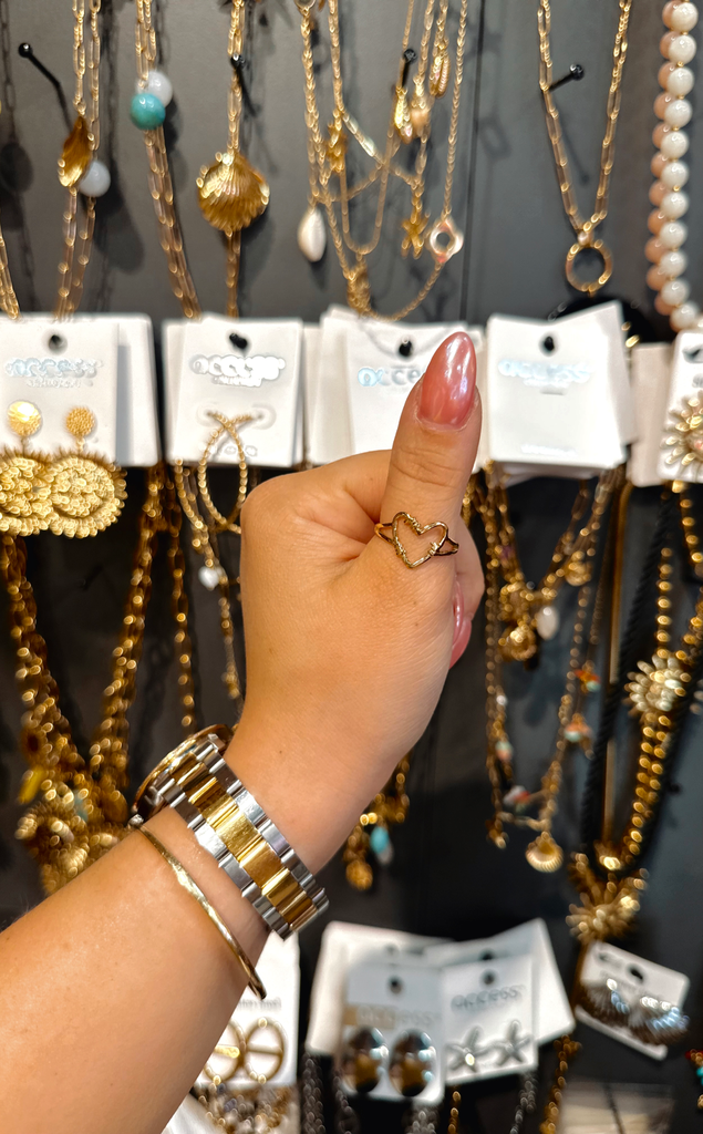 Bague cœur câlin dorée