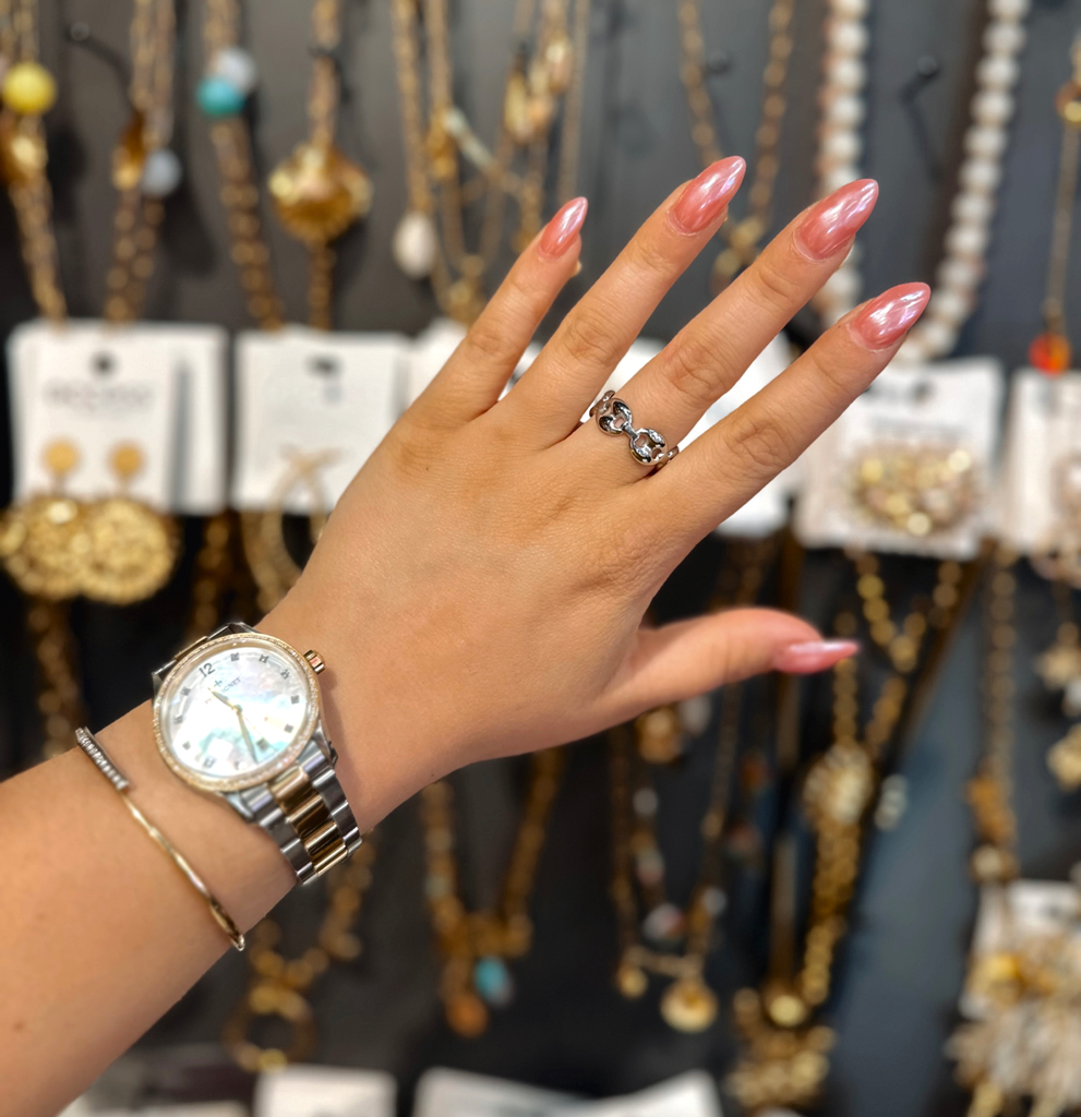 Bague chaînette argentée 