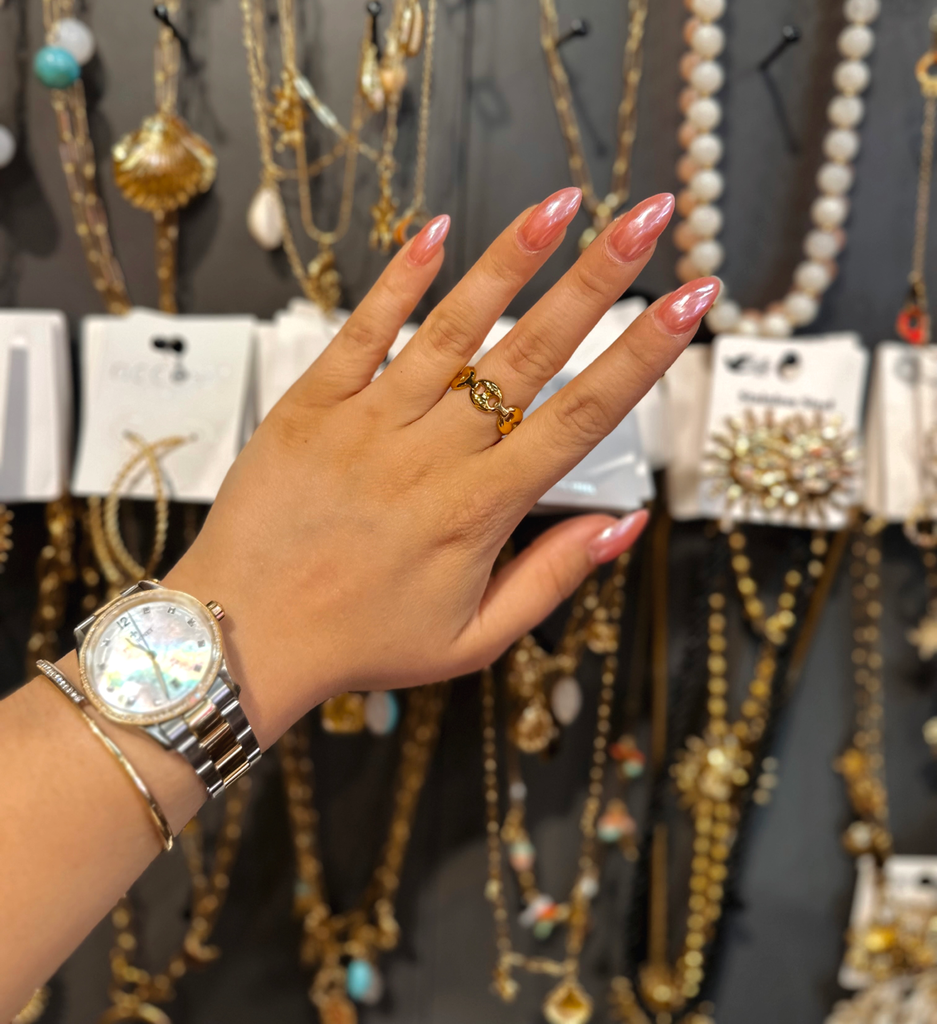 Bague chaînette dorée