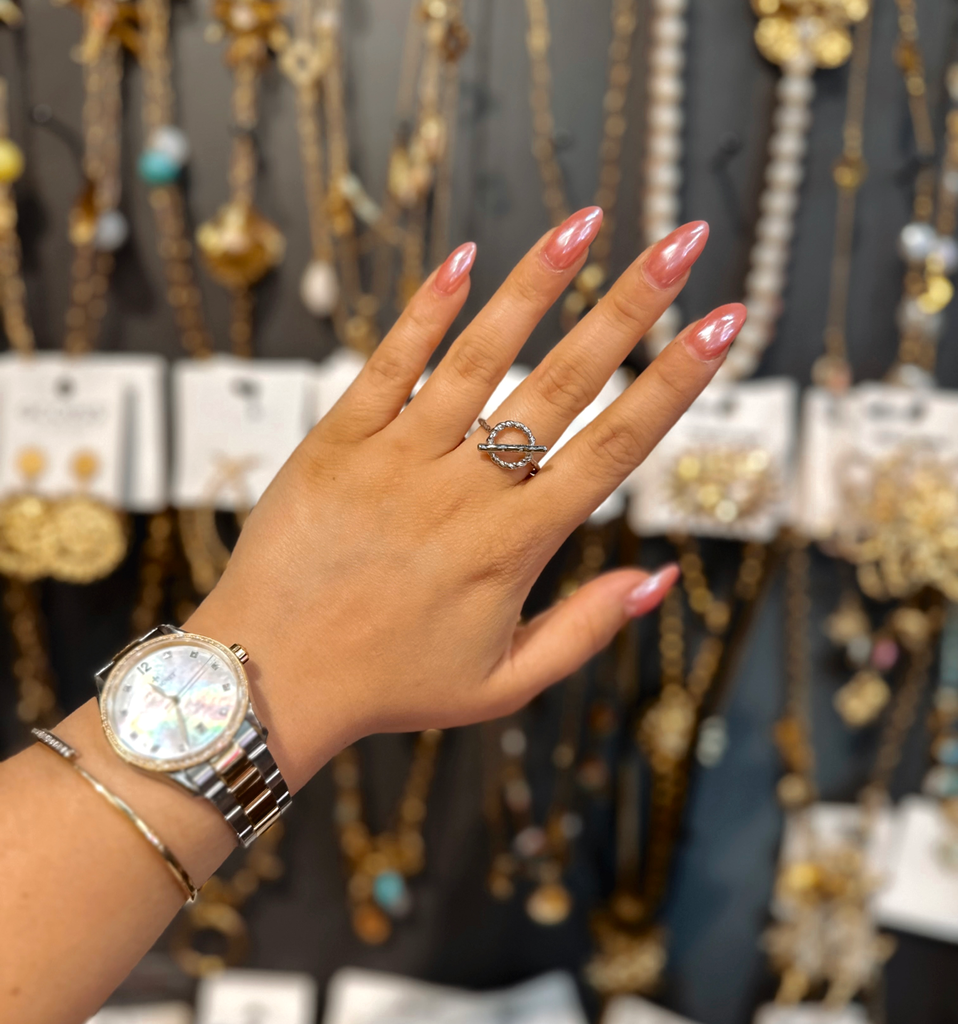 Bague anneau argentée 