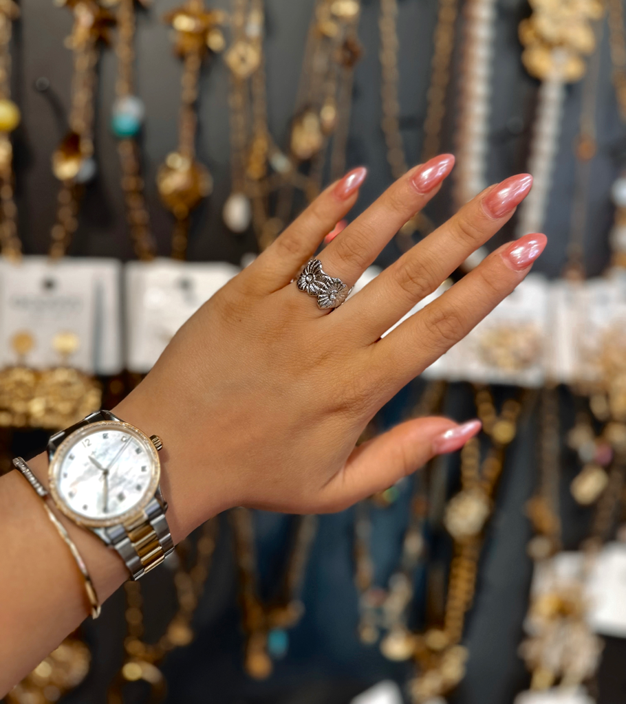 Bague bohème argentée 