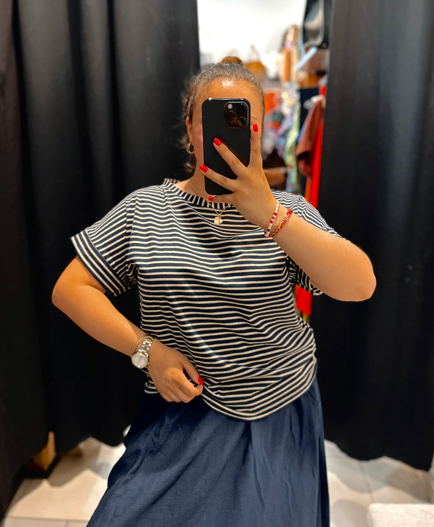T-shirt Marine bleu marine et beige 
