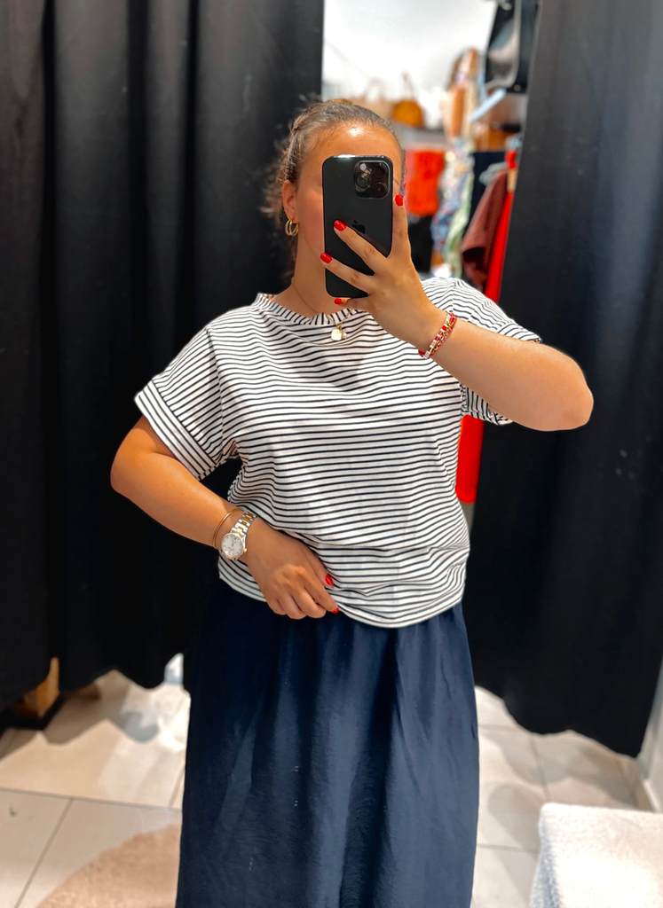 T-shirt Marine bleu marine et blanc