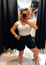 Short en gaz de coton noir