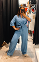 Pantalon en gaz de coton bleu jean