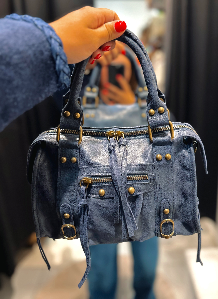 Petit sac gaga en cuir bleu marine