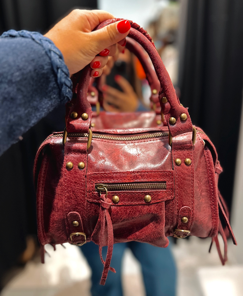 Petit sac gaga en cuir bordeaux 