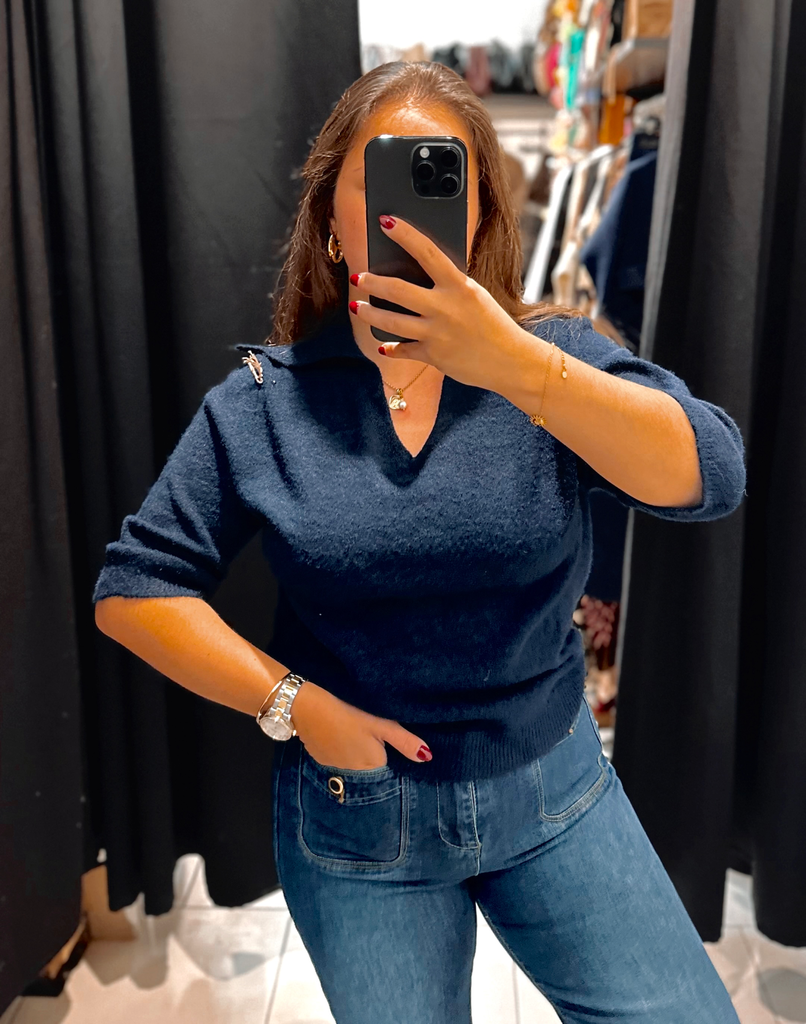 Pull Carmen bleu marine 