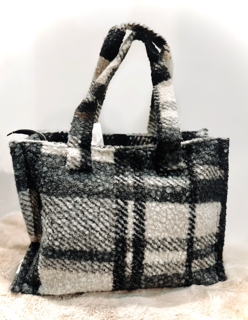 Sac en Teddy gris et noir 
