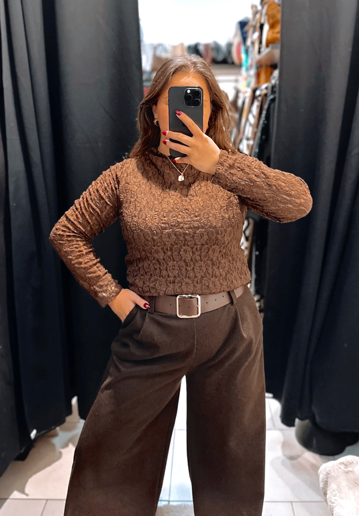 Blouse dentelle chocolat