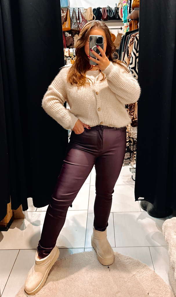 Pantalon simili Toxik bordeaux 