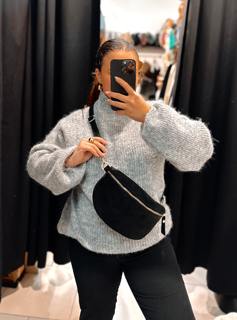 Sac banane en daim noir