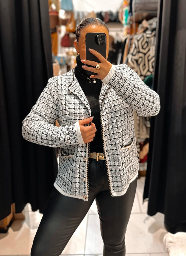 Veste Carmela blanche et noire