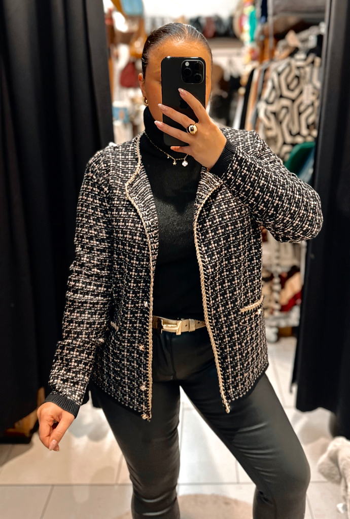 Veste Carmela noire et taupe