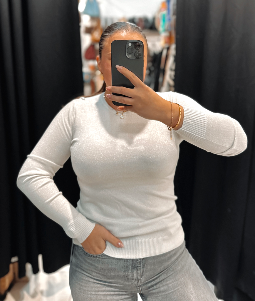 Pull à paillettes blanc