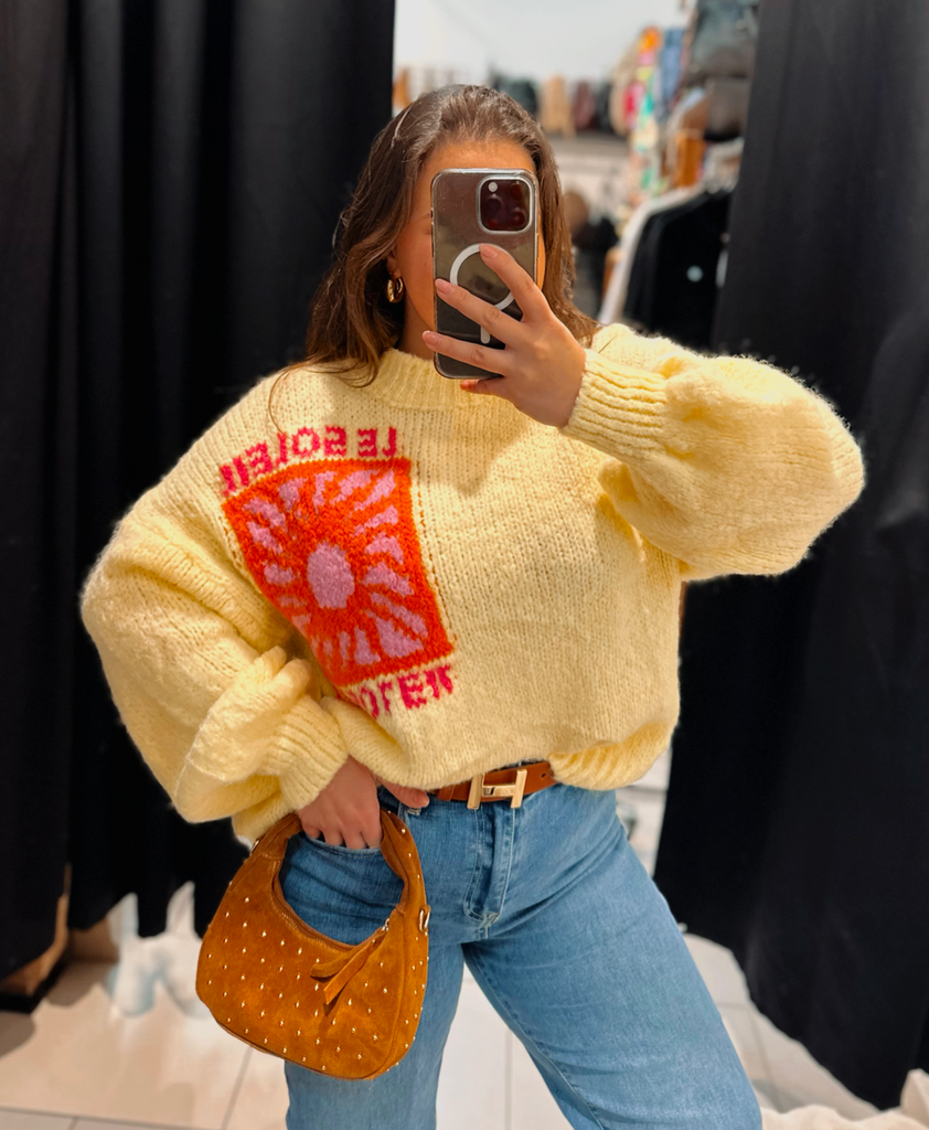 Pull Soleil jaune