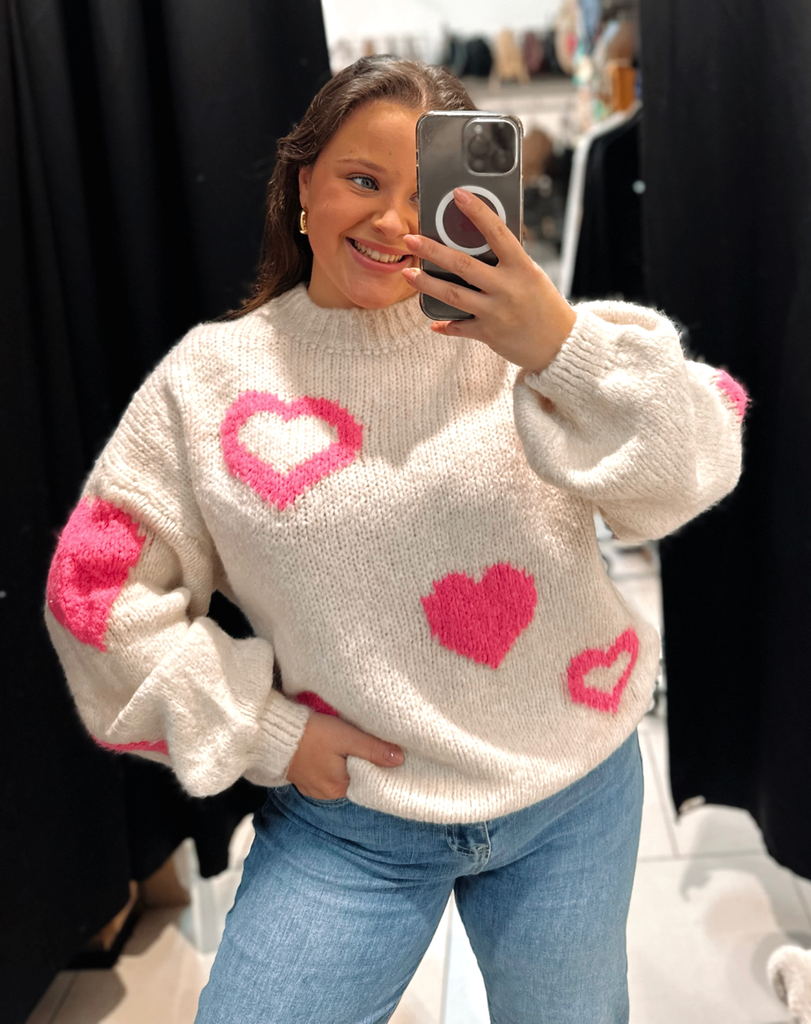 Pull cœur beige