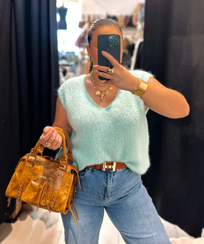 Pull Églantine turquoise