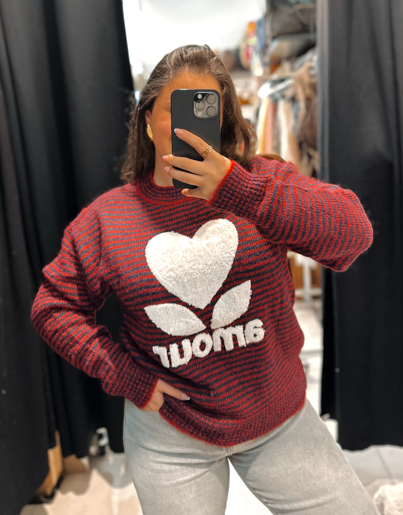Pull Amour bordeaux