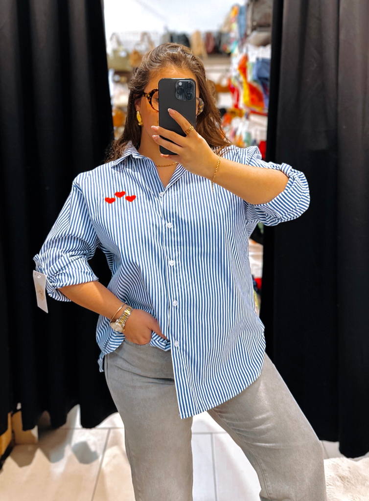Chemise cœur bleue marine