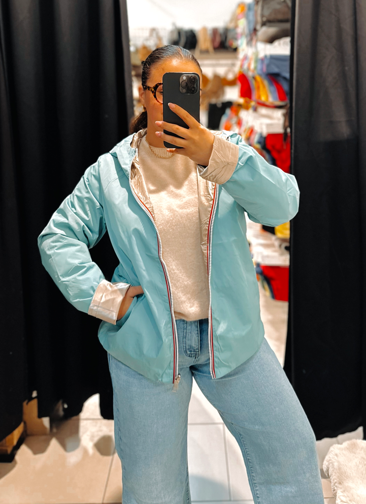 Veste turquoise réversible