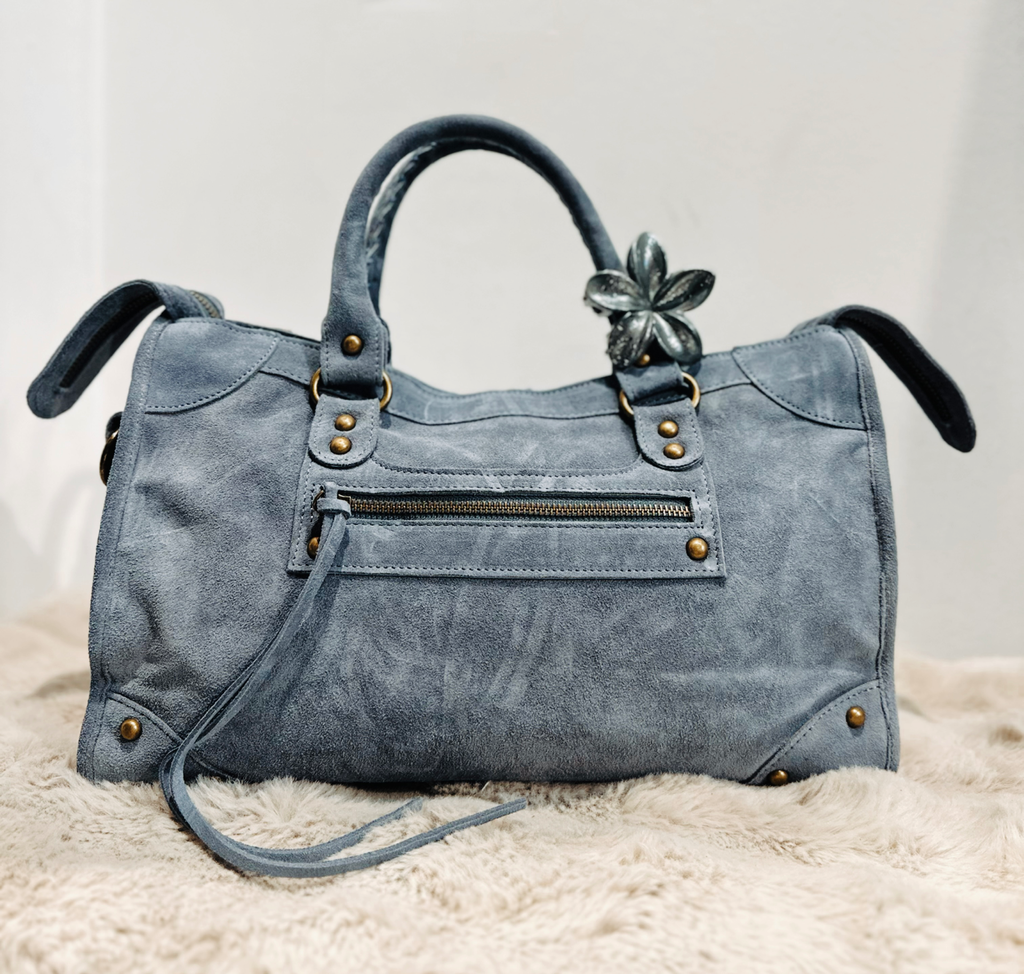 Grand sac gaga bleu jean / gris