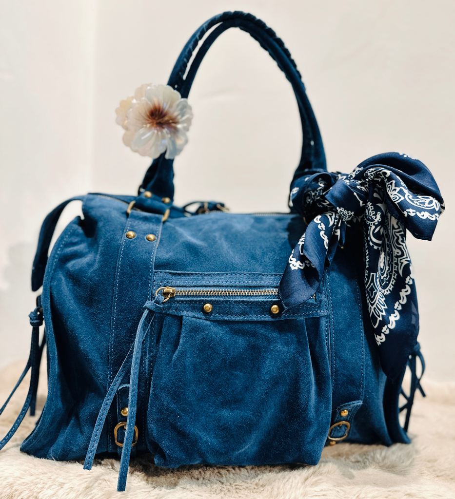 Sac gaga XL bleu en daim