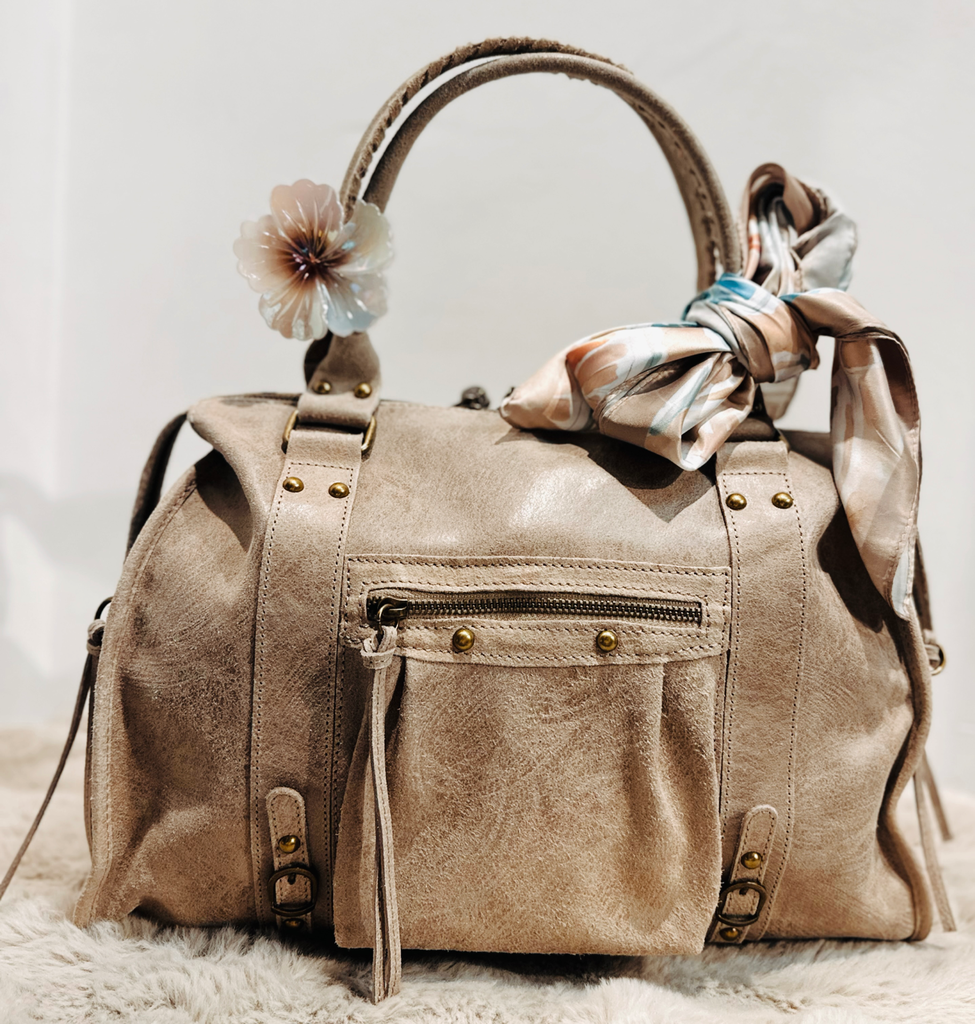 Sac gaga XL taupe en cuir