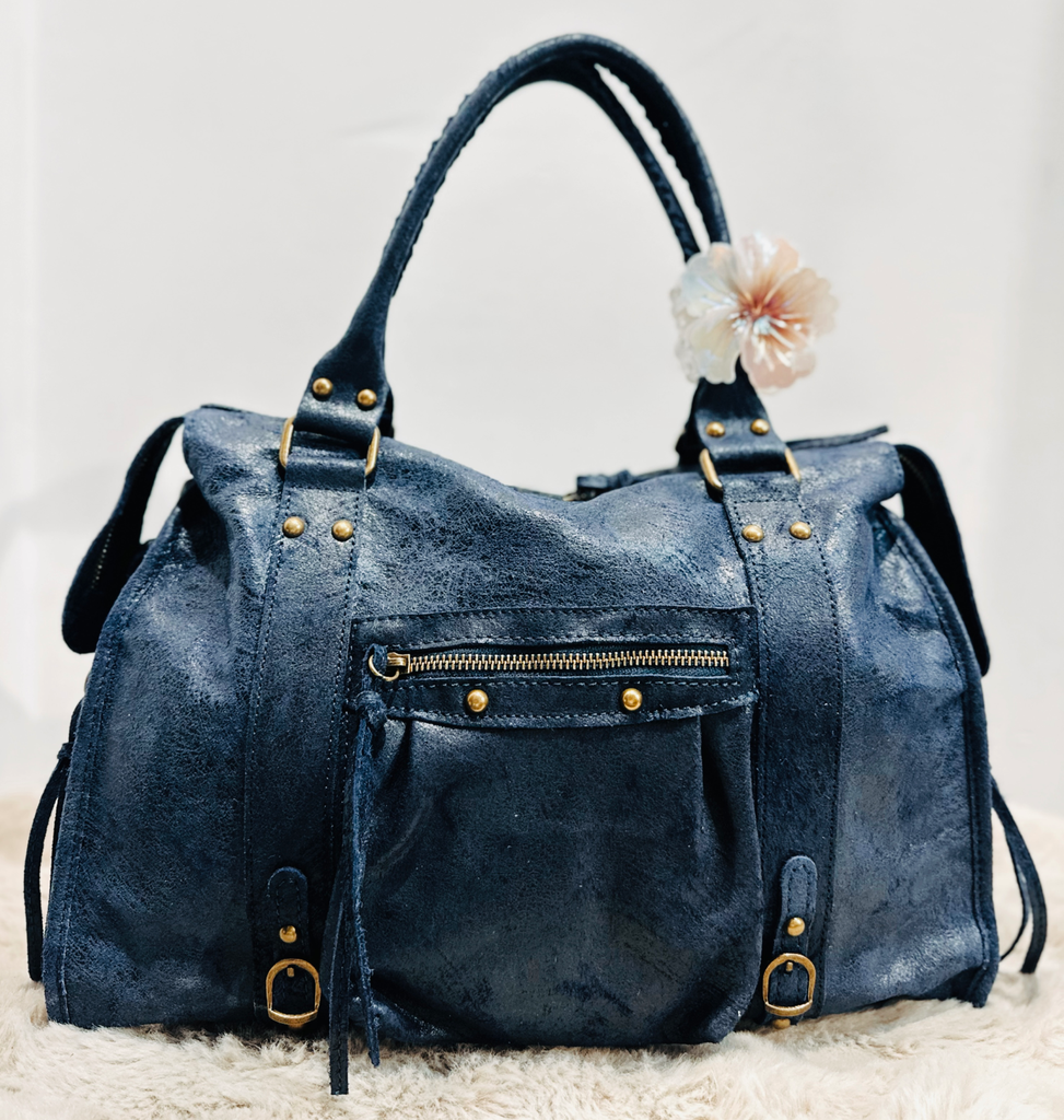 Sac gaga Xl bleu marine en cuir