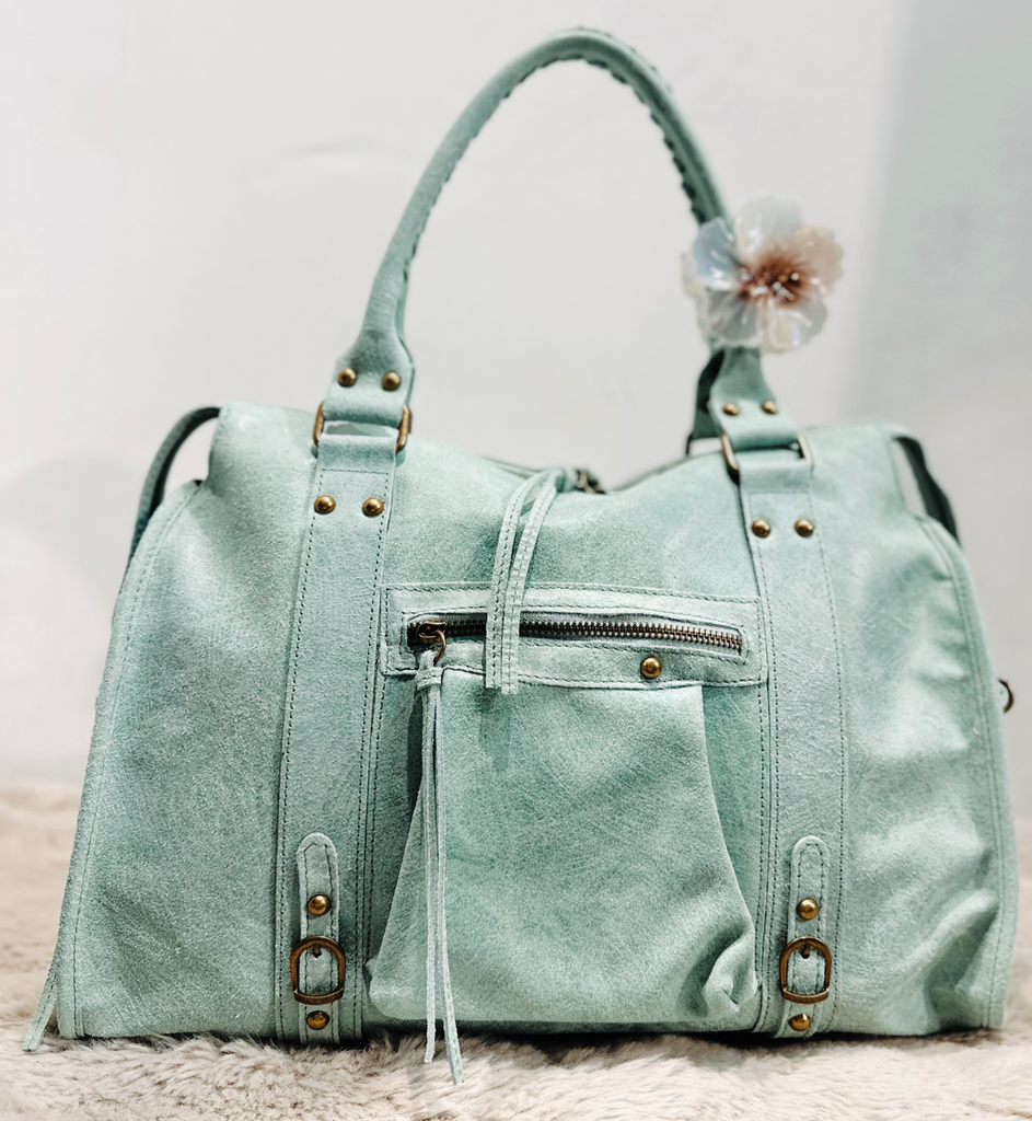Sac gaga XL vert d’eau en cuir