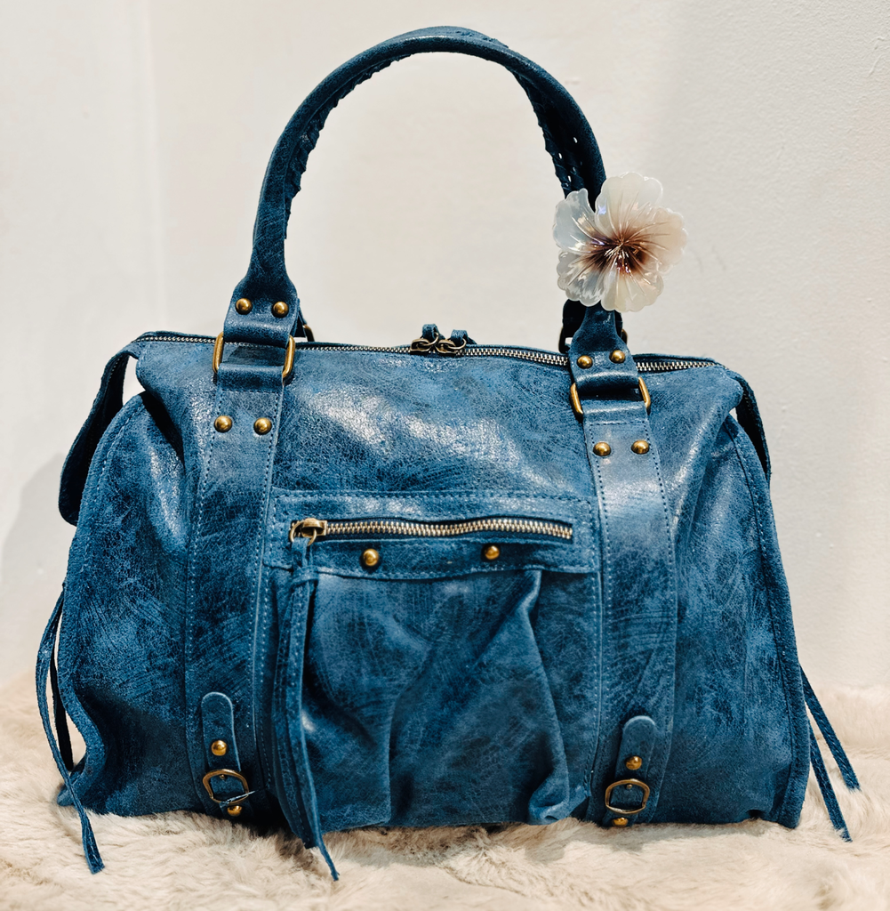 Sac gaga XL bleu en cuir