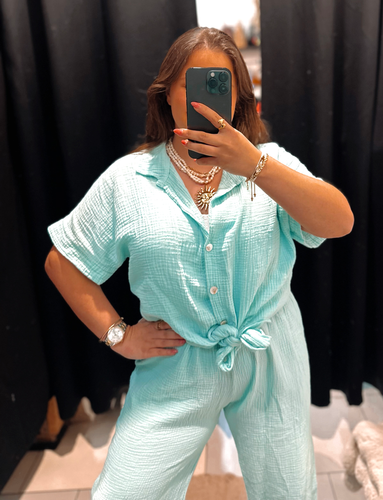 Chemise Agnès turquoise