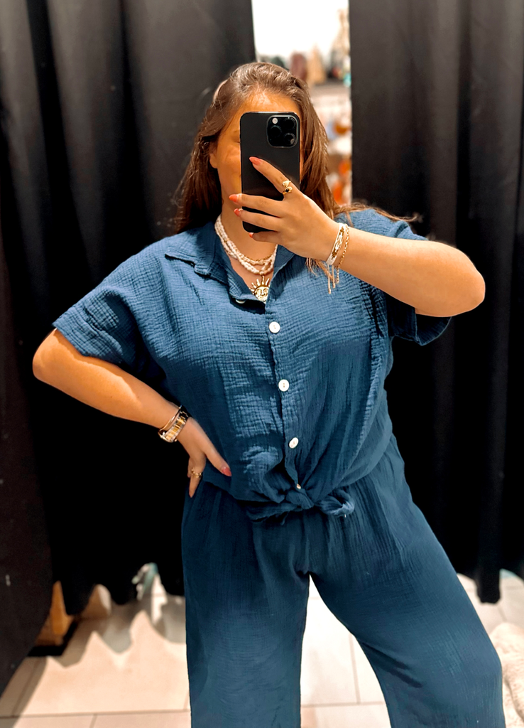 Chemise Agnès bleue marine