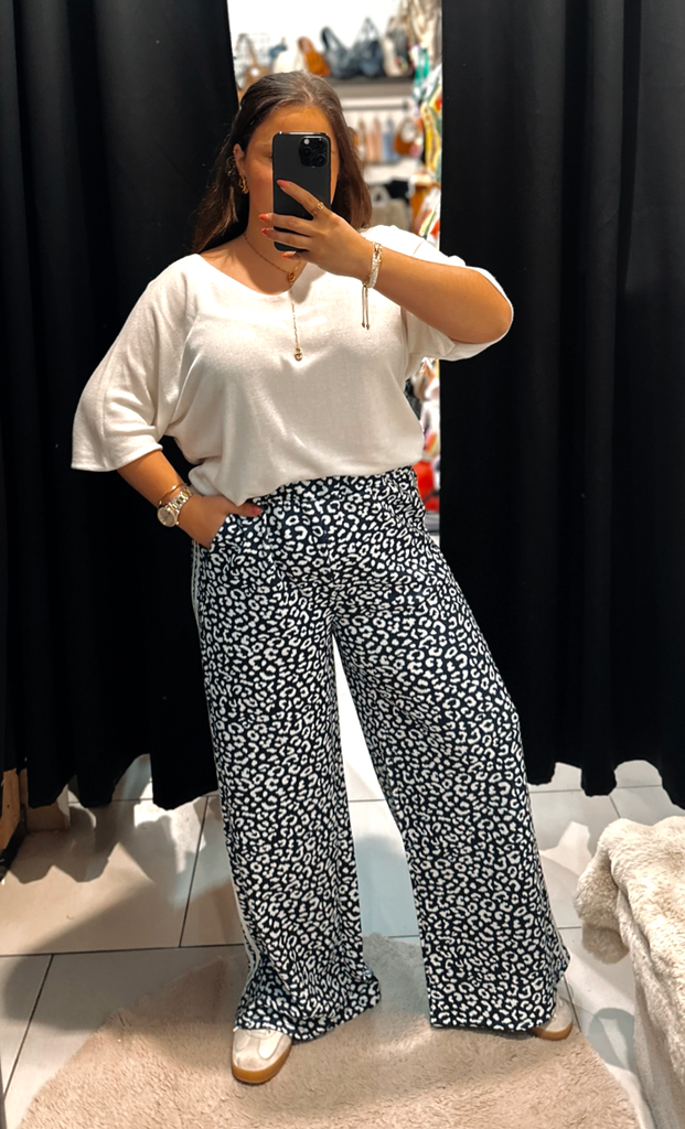 Pantalon léopard bleu marine