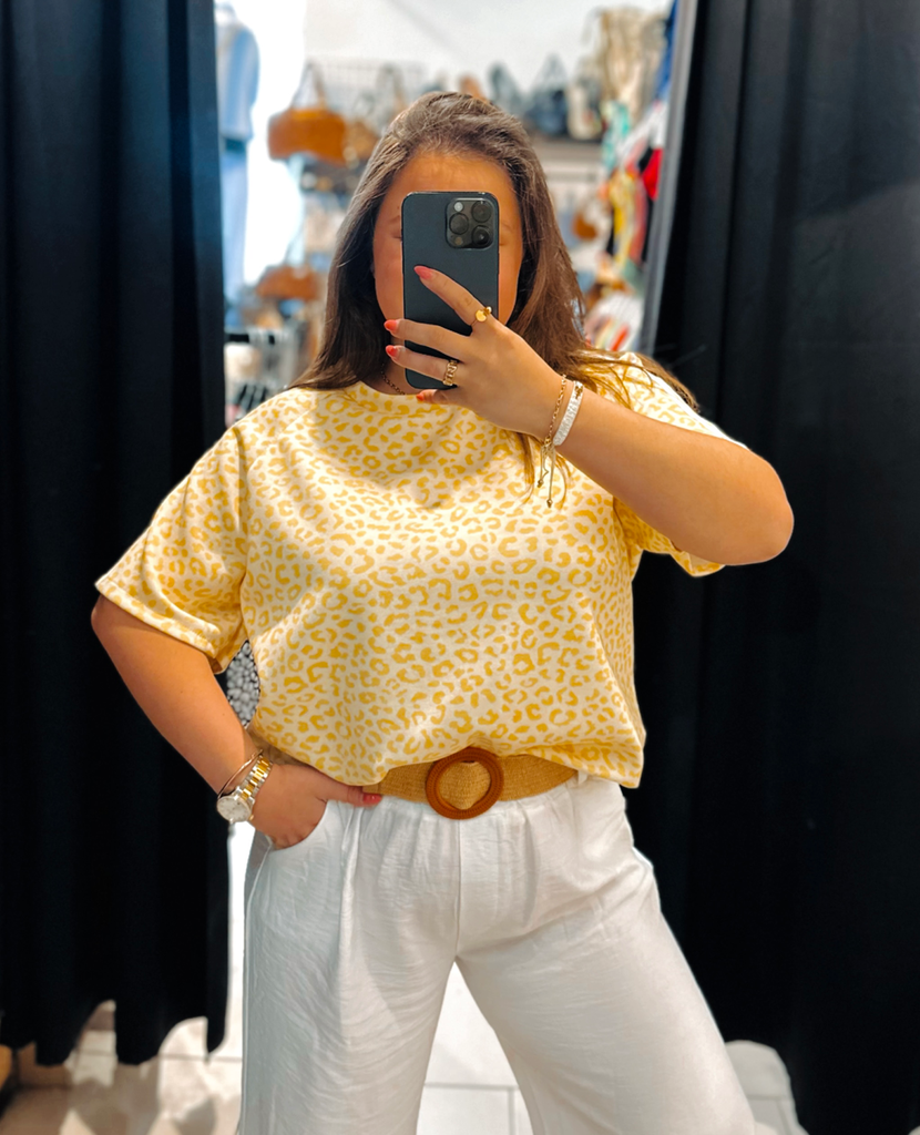 T-shirt léopard jaune