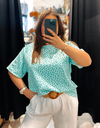 T-shirt léopard turquoise